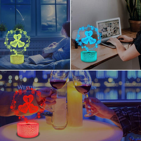 I love you Night Light, Hologram 16 Colors with Remote Control